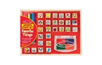 Sale Melissa & Doug Wooden Stamp Set, Favorite Things - 26 Wooden Stamps, 4-Color Stamp Pad