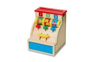 Sale Melissa & Doug Spin and Swipe Wooden Toy Cash Register With 3 Play Coins and Pretend Credit Card