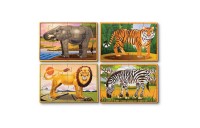 Outlet Melissa & Doug Wild Animals 4-in-1 Wooden Jigsaw Puzzles in a Storage Box (48pc)