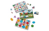 Outlet Melissa & Doug Wooden Peg Puzzles Set - Alphabet, Vehicles, and Shapes 42pc