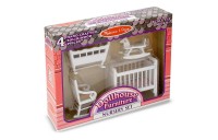 Outlet Melissa & Doug Classic Wooden Dollhouse Nursery Furniture (4pc) - Crib, Basinette, Rocker, Rocking Horse