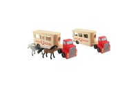 Discounted Melissa & Doug Horse Carrier Wooden Vehicle Play Set With 2 Flocked Horses and Pull-Down Ramp