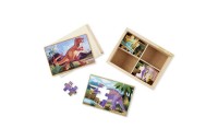Discounted Melissa & Doug Dinosaurs 4-in-1 Wooden Jigsaw Puzzles in a Storage Box (48pc)
