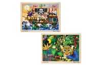 Best Melissa & Doug Wooden Jigsaw Puzzles Set - Rainforest Animals and Pirate Ship 2pc