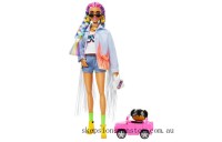 Outlet Sale Barbie Extra Doll in Denim Jacket with Pet Puppy