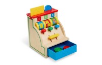 Sale Melissa & Doug Spin and Swipe Wooden Toy Cash Register With 3 Play Coins and Pretend Credit Card