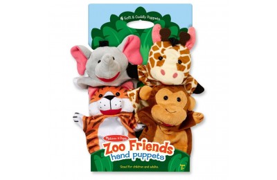 Sale Melissa & Doug Zoo Friends Hand Puppets (Set of 4) - Elephant, Giraffe, Tiger, and Monkey