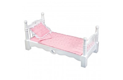 Outlet Melissa & Doug White Wooden Doll Bed With Bedding (24 x 12 x 11 inches)