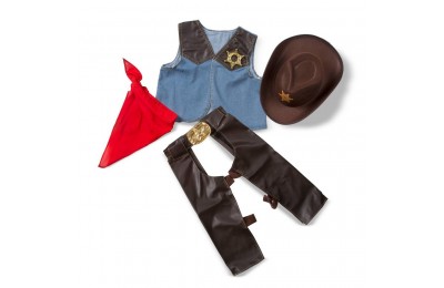 Outlet Melissa & Doug Cowboy Role Play Costume Set (5pc) - Includes Faux Leather Chaps, Adult Unisex, Blue/Gold/Red