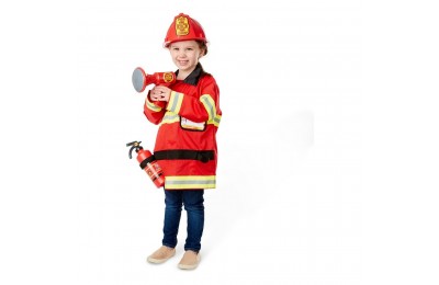Discounted Melissa & Doug Fire Chief Role Play Costume Dress-Up Set (6pc), Adult Unisex, Size: Small, Red