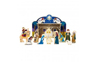 Limited Sale Melissa & Doug Classic Wooden Christmas Nativity Set With 4-Piece Stable and 11 Wooden Figures