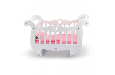 Limited Sale Melissa & Doug White Wooden Doll Crib With Bedding (30 x 18 x 16 inches)