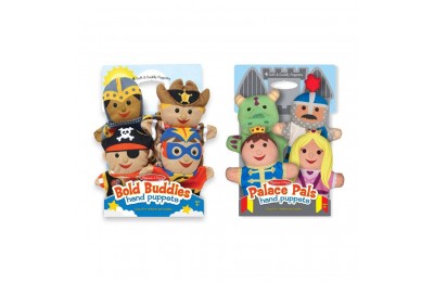 Limited Sale Melissa & Doug Adventure Hand Puppets (Set of 2, 4 puppets in each) - Bold Buddies and Palace Pals