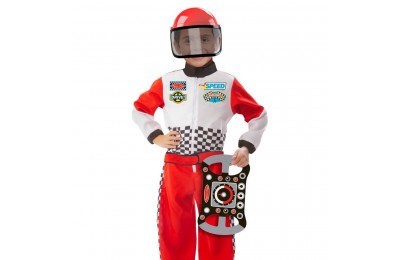 Limited Sale Melissa & Doug Race Car Driver Role Play Costume Set (3pc) - Jumpsuit, Helmet, Steering Wheel, Adult Unisex, Size: Small, Gold
