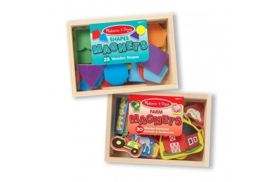 Sale Melissa & Doug Wooden Magnets Set - Shapes and Farm (45pc)