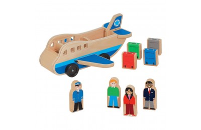 Sale Melissa & Doug Wooden Airplane Play Set With 4 Play Figures and 4 Suitcases