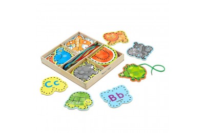 Sale Melissa & Doug Alphabet Wooden Lacing Cards With Double-Sided Panels and Matching Laces