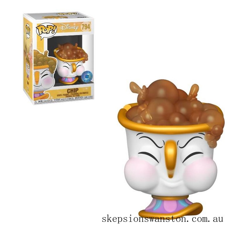 Genuine PIAB EXC Disney Beauty and the Beast Chip with Bubbles Funko Pop! Vinyl