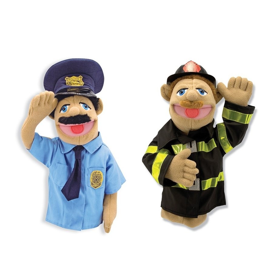 Sale Melissa & Doug Rescue Puppet Set - Police Officer and Firefighter
