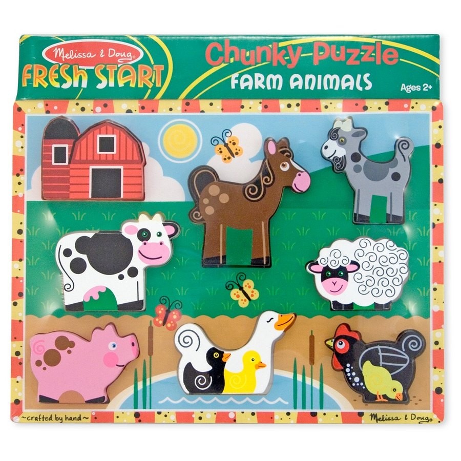 Sale Melissa & Doug Wooden Chunky Puzzles Set - Farm and Pets 16pc