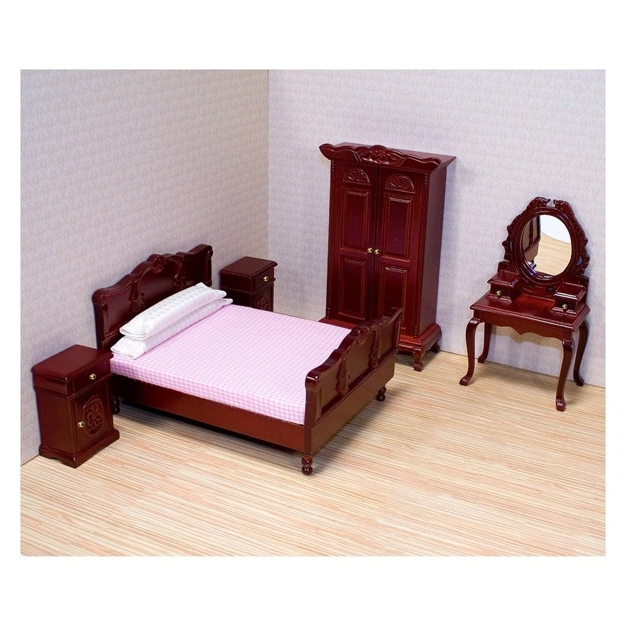 Outlet Melissa & Doug Classic Victorian Wooden and Upholstered Dollhouse Bedroom Furniture 6 pc