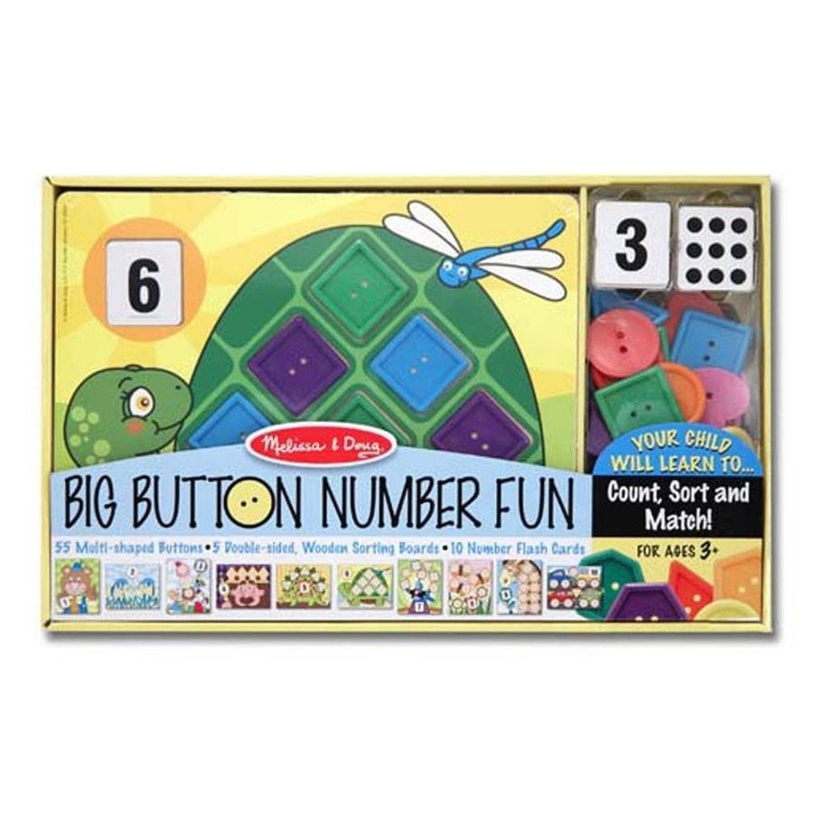Outlet Melissa & Doug Big Button Number Fun Counting and Matching Activity Set Board Game, Kids Unisex