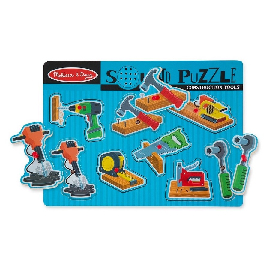 Sale Melissa & Doug Construction Tools Sound Puzzle - Wooden Peg Puzzle (8pc)