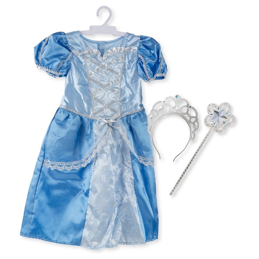 Sale Melissa & Doug Royal Princess Role Play Costume Set (3pc) - Blue Gown, Tiara, Wand, Women's, Size: Small