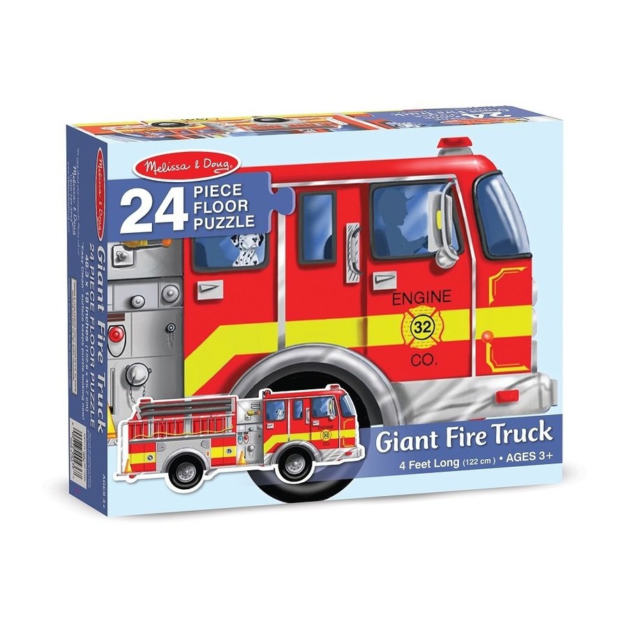 Outlet Melissa And Doug Fire Truck Jumbo Floor Puzzle 24pc