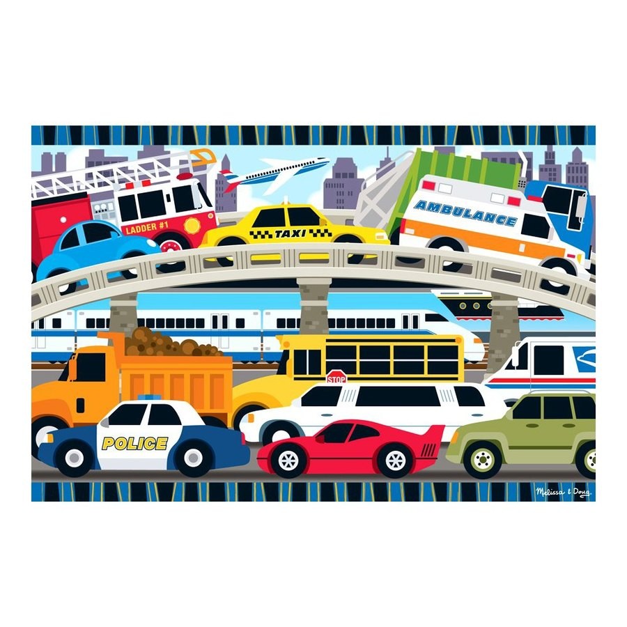 Outlet Melissa And Doug Traffic Jam Jumbo Floor Puzzle 24pc