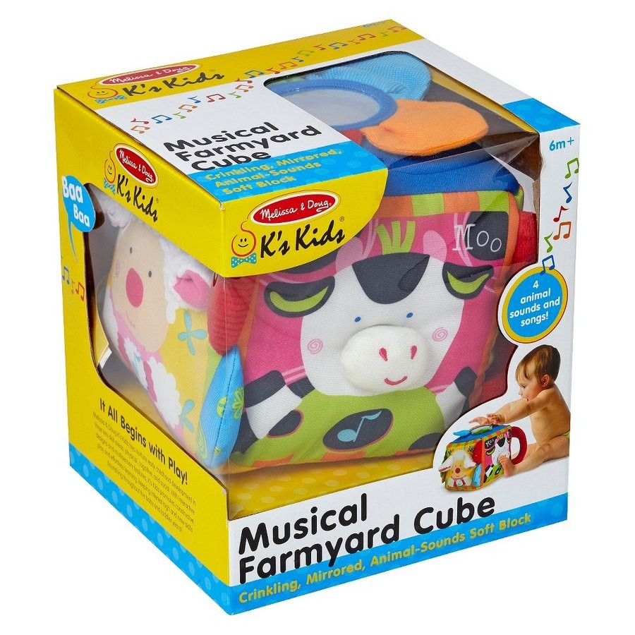 Outlet Melissa & Doug K's Kids Musical Farmyard Cube Educational Baby Toy
