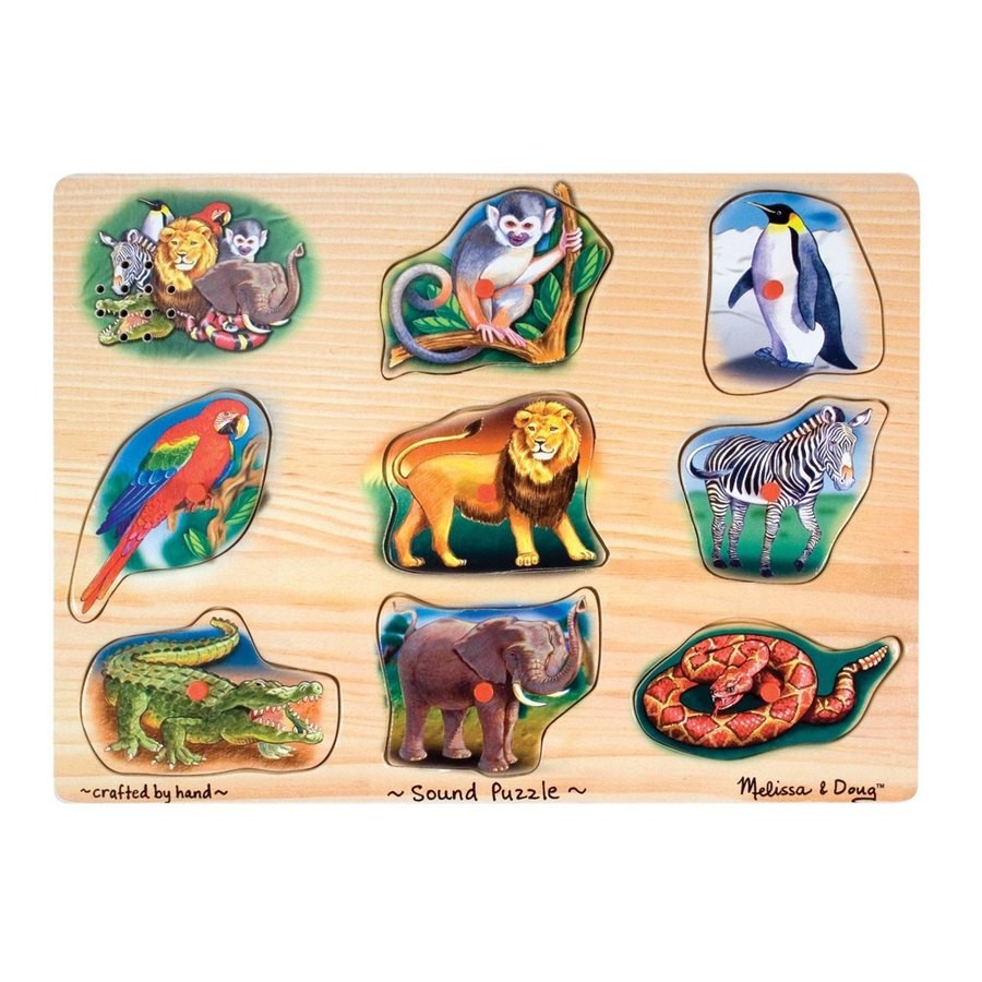 Outlet Melissa & Doug Zoo Sound Puzzle - Wooden Peg Puzzle With Sound Effects 8pc