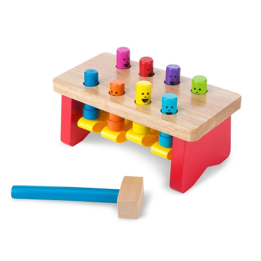 Outlet Melissa & Doug Deluxe Pounding Bench Wooden Toy With Mallet