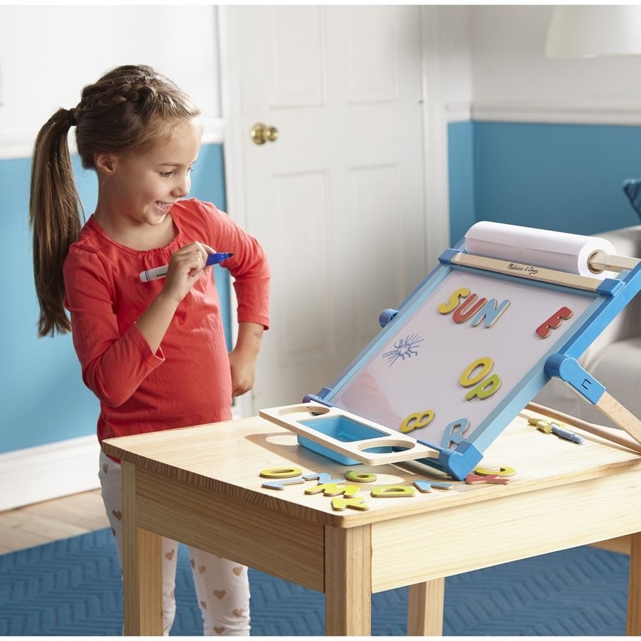 Outlet Melissa & Doug Double-Sided Magnetic Tabletop Art Easel - Dry-Erase Board and Chalkboard