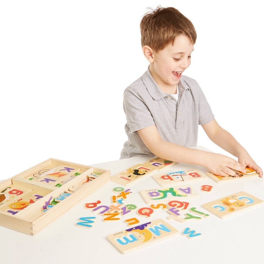 Outlet Melissa & Doug ABC Picture Boards - Educational Toy With 13 Double-Sided Wooden Boards and 52 Letters