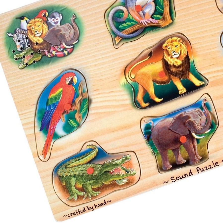 Outlet Melissa & Doug Zoo Sound Puzzle - Wooden Peg Puzzle With Sound Effects 8pc