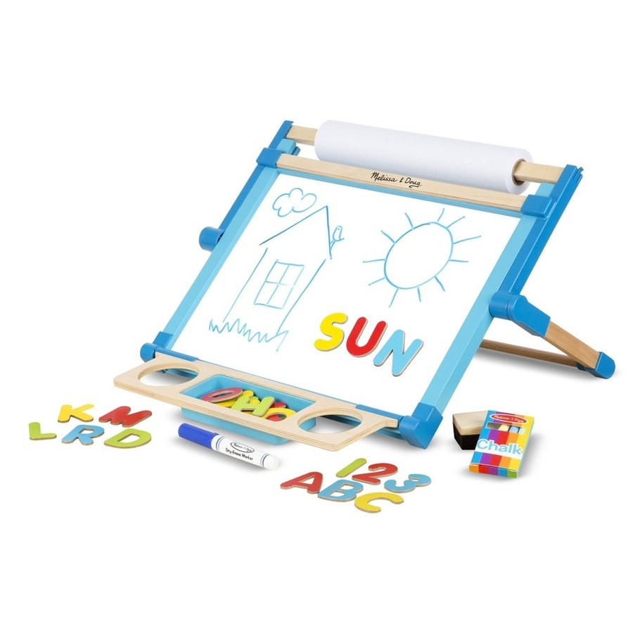 Outlet Melissa & Doug Double-Sided Magnetic Tabletop Art Easel - Dry-Erase Board and Chalkboard