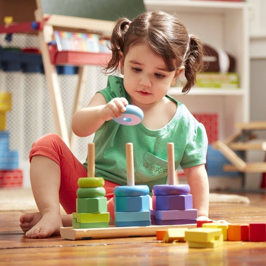 Outlet Melissa & Doug Geometric Stacker - Wooden Educational Toy
