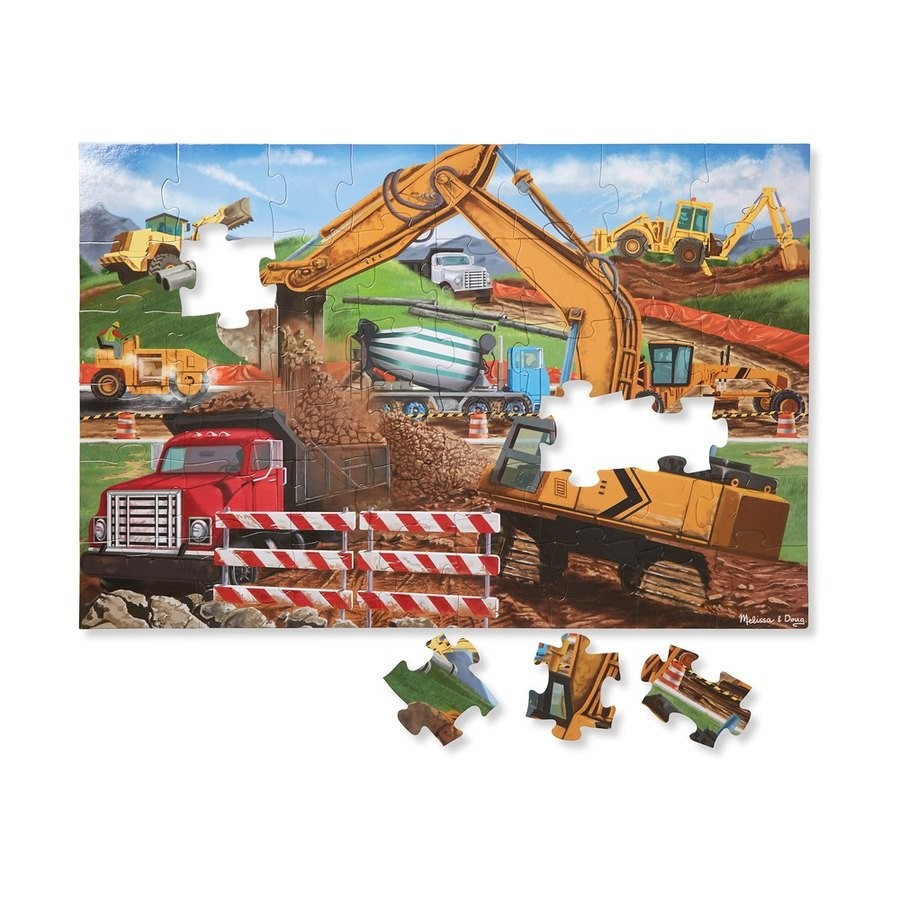 Outlet Melissa And Doug Building Site Jumbo Floor Puzzle 48pc
