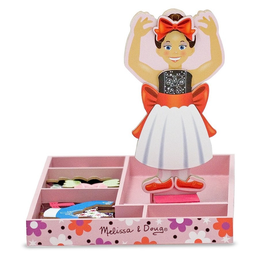 Outlet Melissa & Doug Deluxe Nina Ballerina Magnetic Dress-Up Wooden Doll With 27pc of Clothing