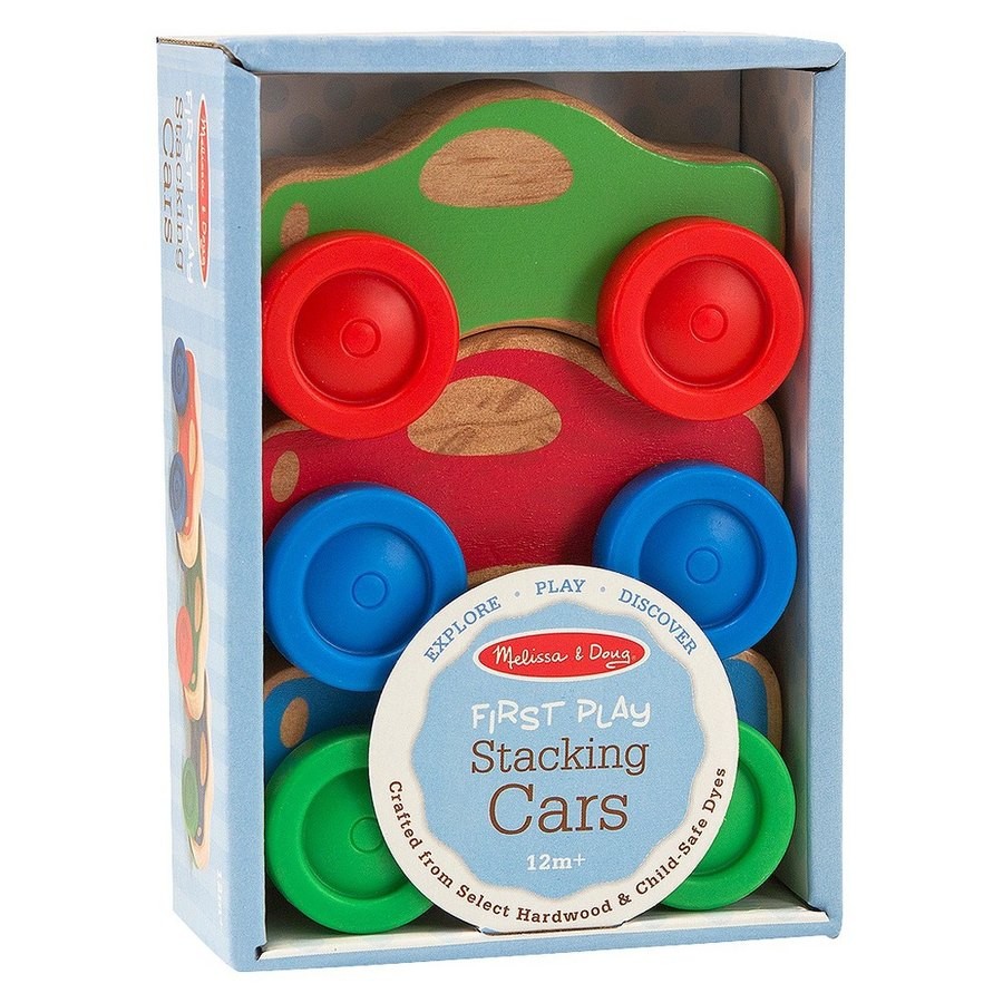 Outlet Melissa & Doug Stacking Cars Wooden Baby Toy