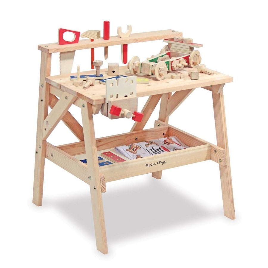Outlet Melissa & Doug Solid Wood Project Workbench Play Building Set