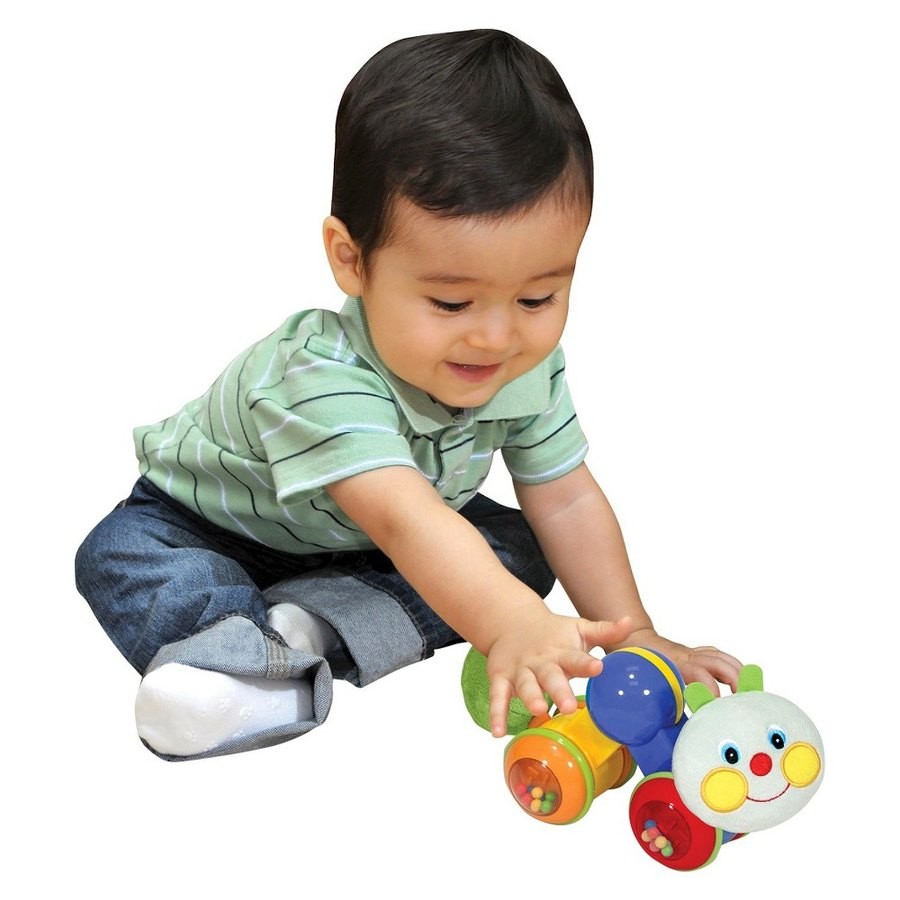 Outlet Melissa & Doug K's Kids Press and Go Inchworm Baby Toy - Rattles, Clicks, and Self Propels