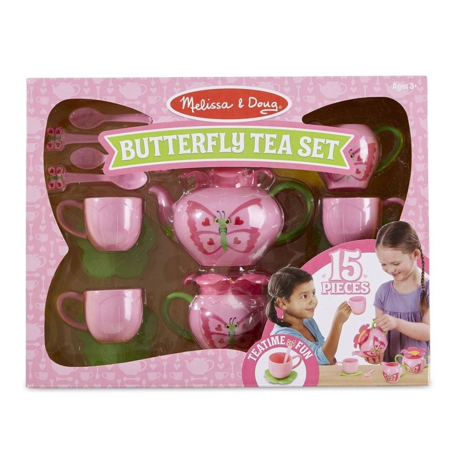 Outlet Melissa & Doug Sunny Patch Bella Butterfly Tea Set (17pc) - Play Food Accessories