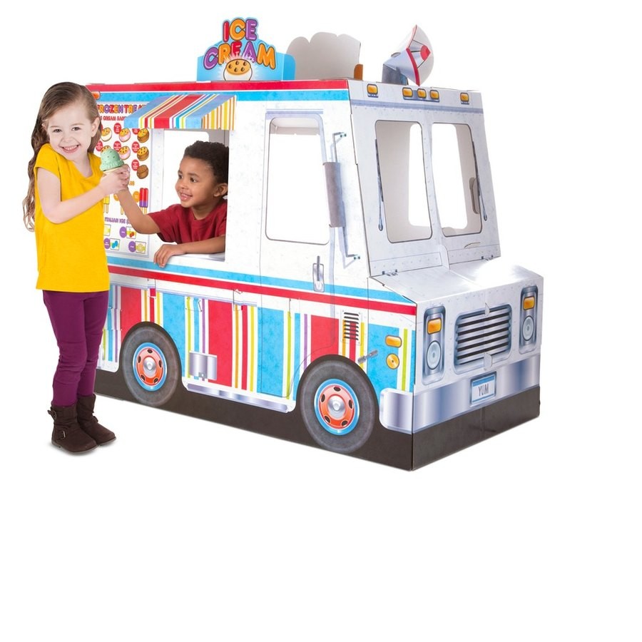 Outlet Melissa & Doug Food Truck Indoor Corrugate Playhouse (Over 4' Long)