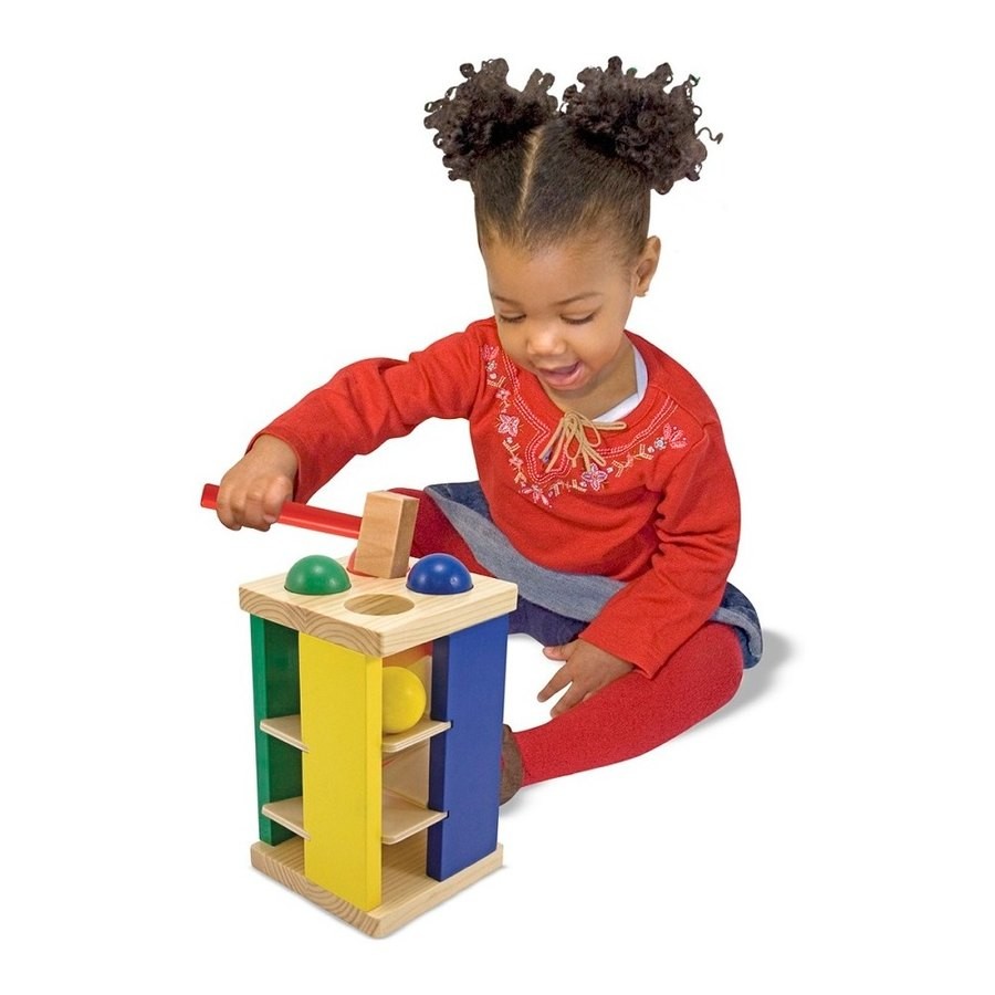 Outlet Melissa & Doug Deluxe Pound and Roll Wooden Tower Toy With Hammer