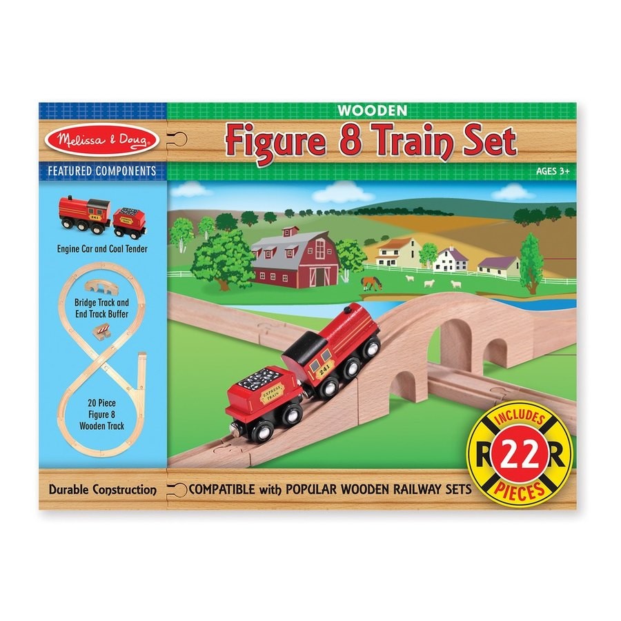 Sale Melissa & Doug Classic Wooden Figure Eight Train Set (22pc)