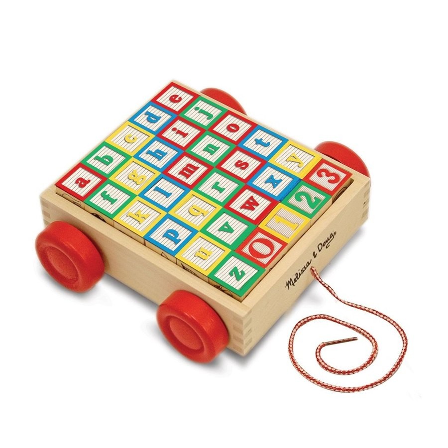 Outlet Melissa & Doug Classic ABC Wooden Block Cart Educational Toy With 30 Solid Wood Blocks