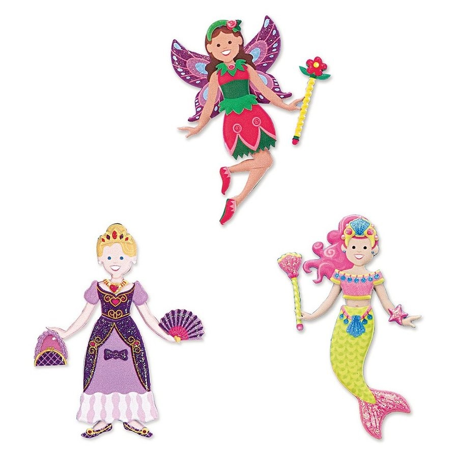 Outlet Melissa & Doug Puffy Sticker Activity Books Set: Princess, Mermaid, Fairy - 180+ Reusable Stickers