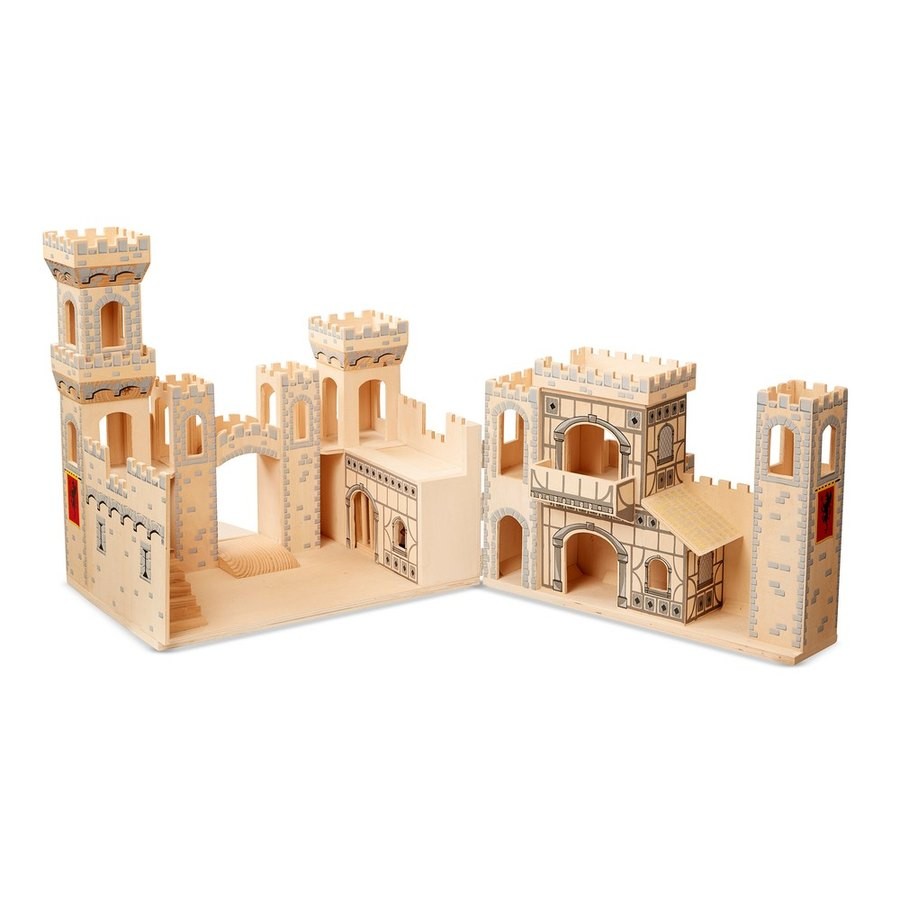 Outlet Melissa & Doug Deluxe Folding Medieval Wooden Castle - Hinged for Compact Storage